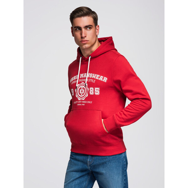 Ombre Mens college style printed kangaroo hoodie - red 57538984