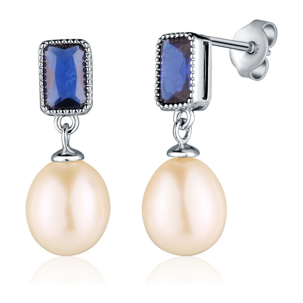 JVD Strieborné visiace náušnice s tyrkysovými zirkónmi SVLE0775SD2MP00 66581217