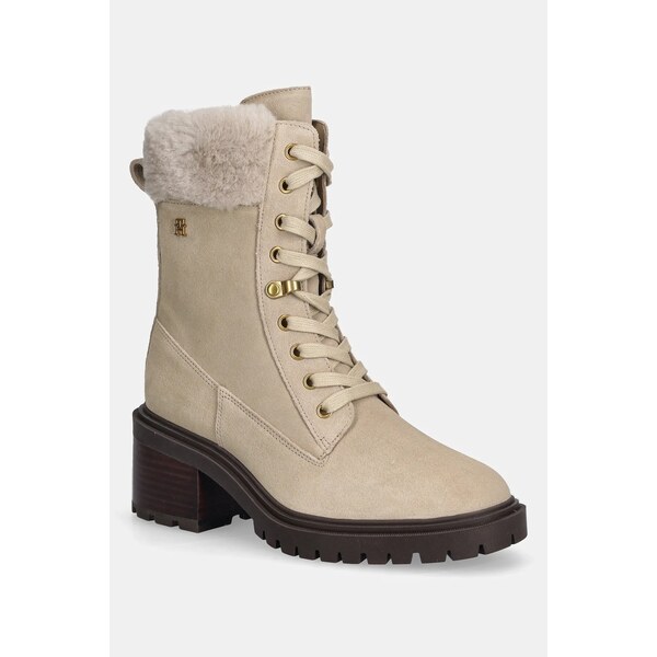 Semišové topánky Tommy Hilfiger TH SHEARLING LACE UP BOOT 65952669