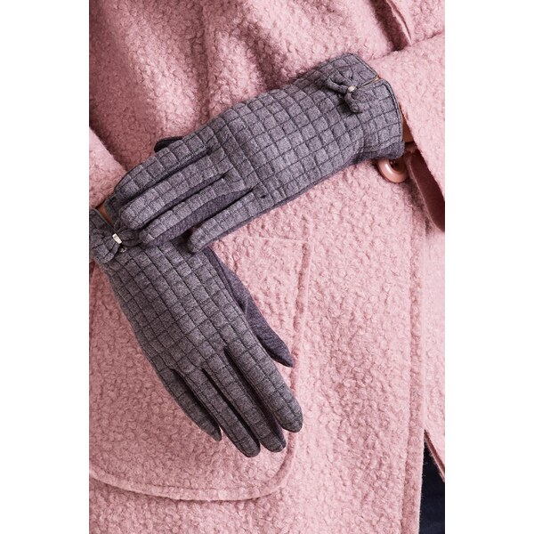 MladaModa Dotykové rukavice s ozdobnou mašličkou model 50225 grafitové 65954233