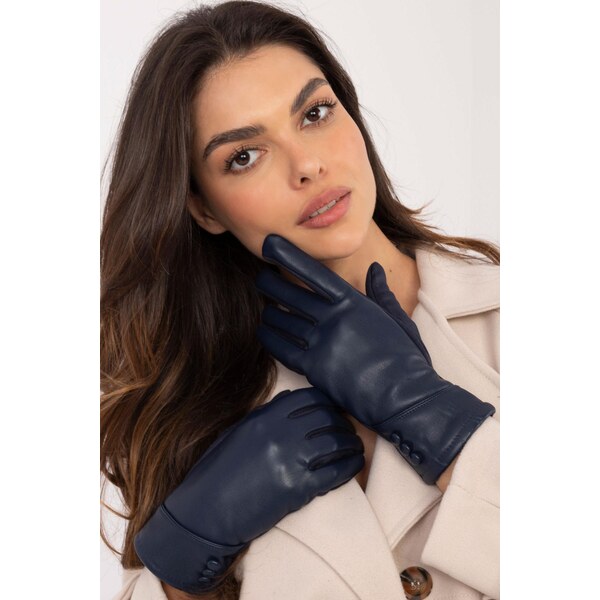 MladaModa Zateplené koženkové dotykové rukavice s gombíkmi model 80595 65954257