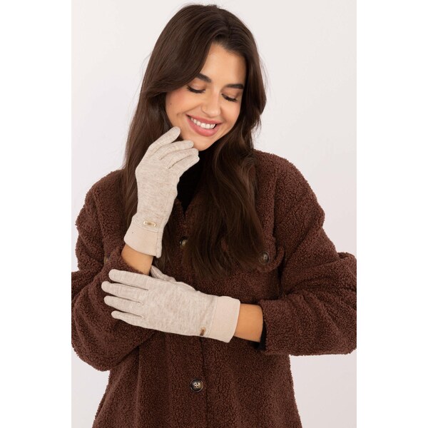 MladaModa Teplé dotykové rukavice model 90503 béžové 65954339