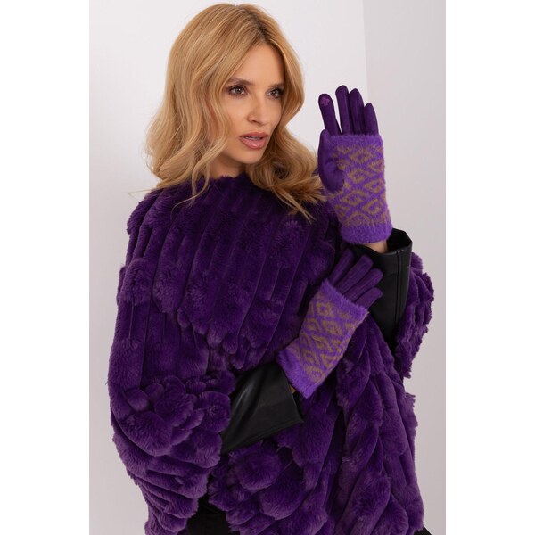 MladaModa Teplé dotykové rukavice s prekrytím model 31061 fialové 65954401