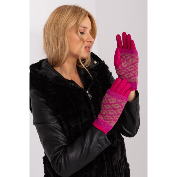 MladaModa Teplé dotykové rukavice s prekrytím model 31061 fuksiové 65954409