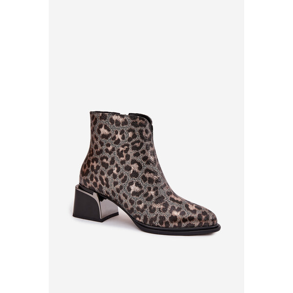 D&A Kožené členkové topánky s leopardím vzorom 66473106