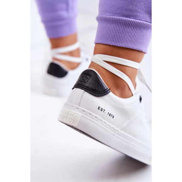 Big Star Shoes Dámské kožené tenisky Big Star - bílé/černé 53292354