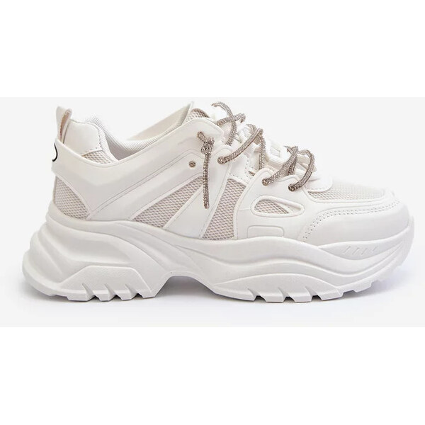 Kesi Dámske tenisky na pevnej podrážke s ozdobným šnurovaním biela 57058421