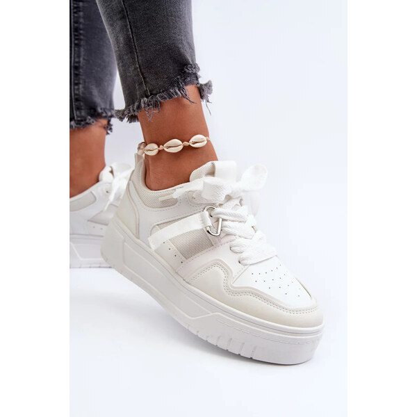 Kesi Dámske tenisky na platforme z ekokože, biela moun 57058422