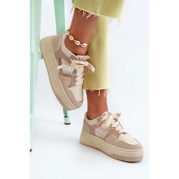 Kesi Dámske tenisky na platforme z ekokože, béžová farba 57058423