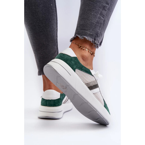 Kesi Dámske kožené tenisky D&A zeleno-biele 57058472