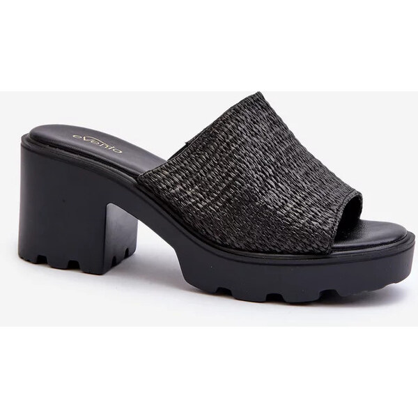 Kesi Čierne dámske papuče Titantha s pleteným vysokým podpätkom 57164353