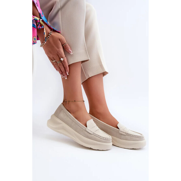 Kesi Dámske semišové mokasíny Filidia light beige 57058554