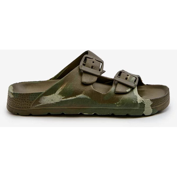 Kesi Ľahké chlapčenské penové papuče s prackami tmavozelené Adirnaca 58208641