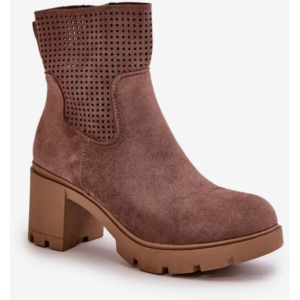 Kesi Dámske členkové topánky na zips Eco Suede Brown Rashmi 57118229