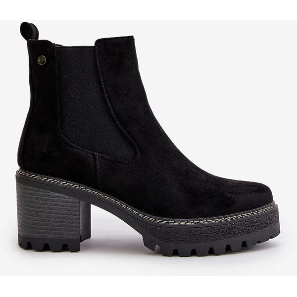 Kesi Dámske zateplené členkové topánky na podpätku Eco Suede Black 57826284