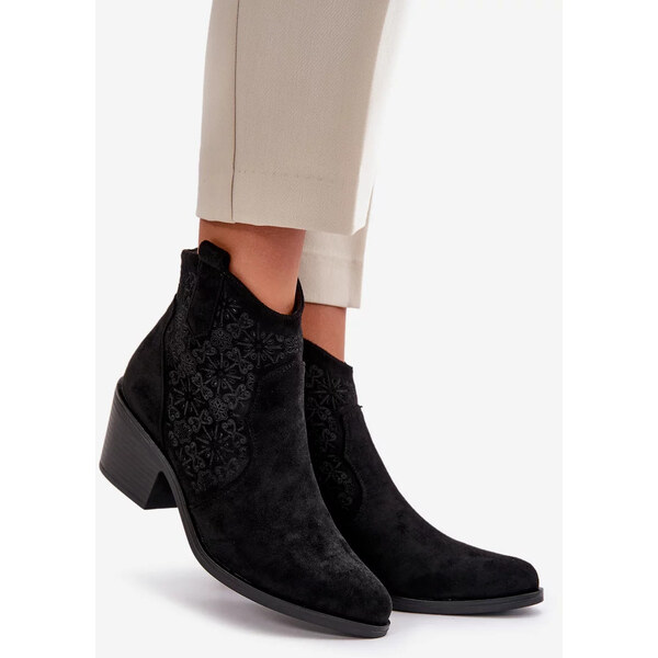 Kesi Acorn členkové topánky Kovbojské topánky na zips Eco Suede Black 57826245