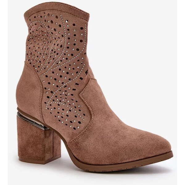 Kesi Dámske členkové topánky Acorn na podpätku Eco Suede Brown S 57826258