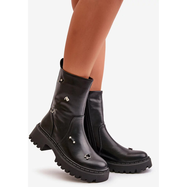 Kesi Dámske členkové topánky z ekokože na zips s ozdobnými detailmi 57826464