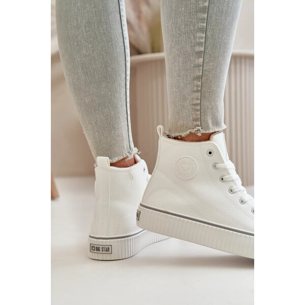 Big Star Shoes Dámske zateplené tenisky z eko kože Big Star White 62316204