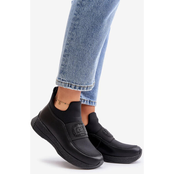 Kesi Športové topánky na platforme kožené čierne Artiker 62339770