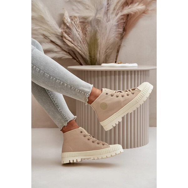 Big Star Shoes Dámske vysoké členkové tenisky Big Star Beige 62317089