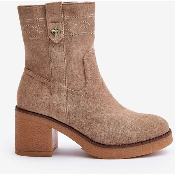 Kesi Zateplené dámske členkové topánky na podpätku Beige Vailia 62289055