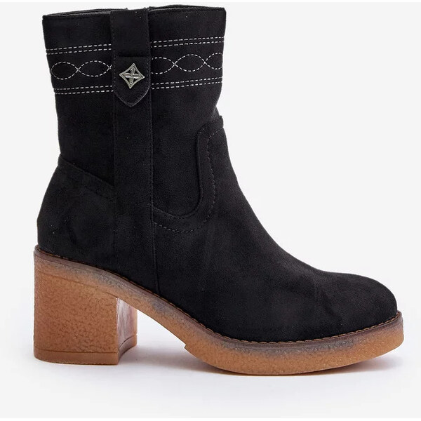 Kesi Zateplené dámske členkové topánky s podpätkom Black Vailia 62289056