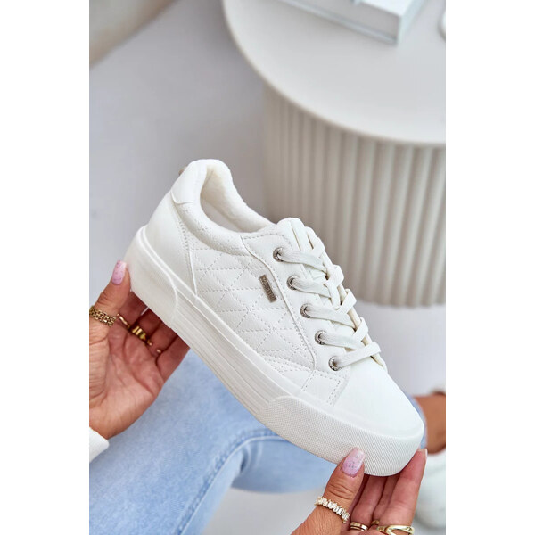 Big Star Shoes Dámske zateplené tenisky na platforme Big Star - biele 62317113