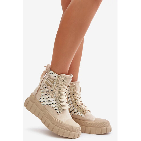 Kesi Dámske vysoké tenisky na pevnej platforme Light Beige Kernia 62317134