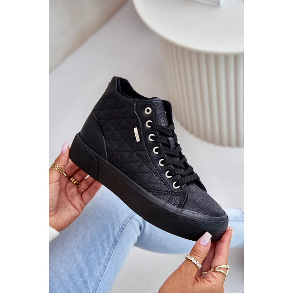 Big Star Shoes Zateplené dámske tenisky s prešívaním Big Star Black 62317139