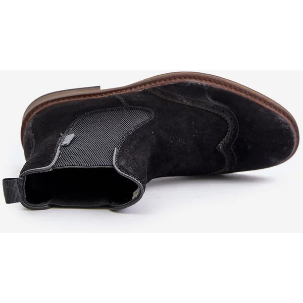 Big Star Shoes Semišové pánske členkové topánky Chelsea Big Star Black 62317173