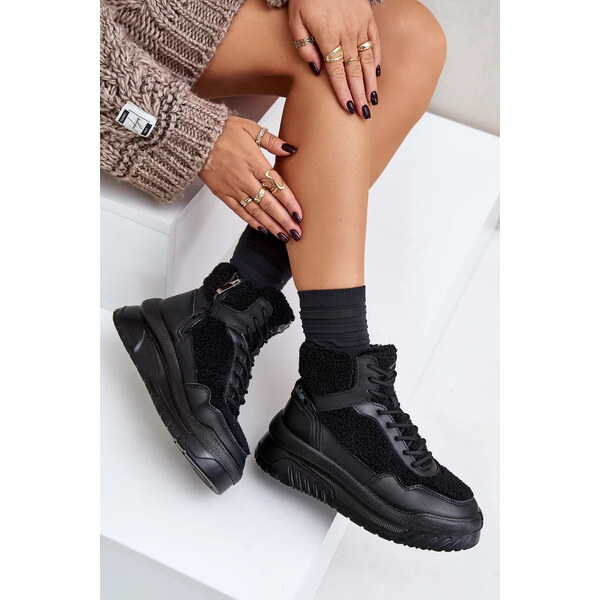 Kesi Dámske tenisky na platforme z jahňacej kože Lee Cooper Black 62317198