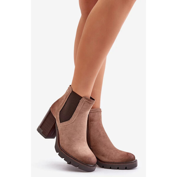 Kesi Zateplené dámske členkové topánky na podpätku Eco Suede Vinceza 62289137