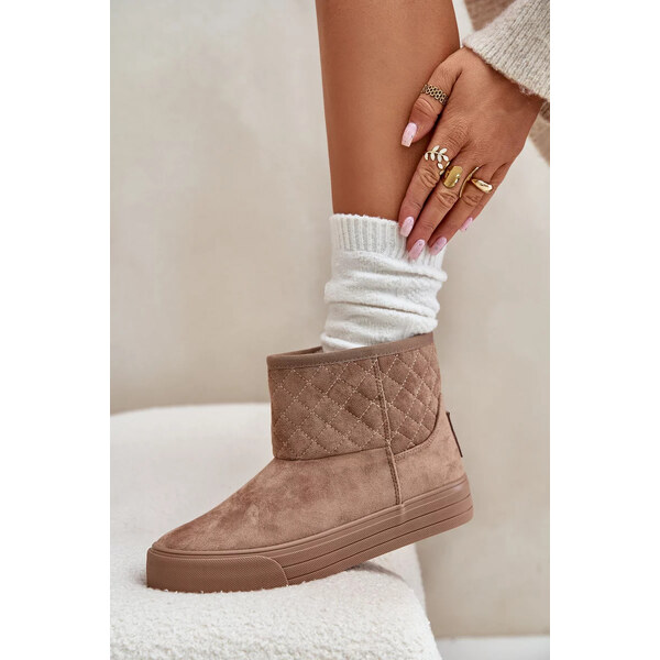 Big Star Shoes Snehové topánky so zipsom a kožušinou Big Star beige 62317110