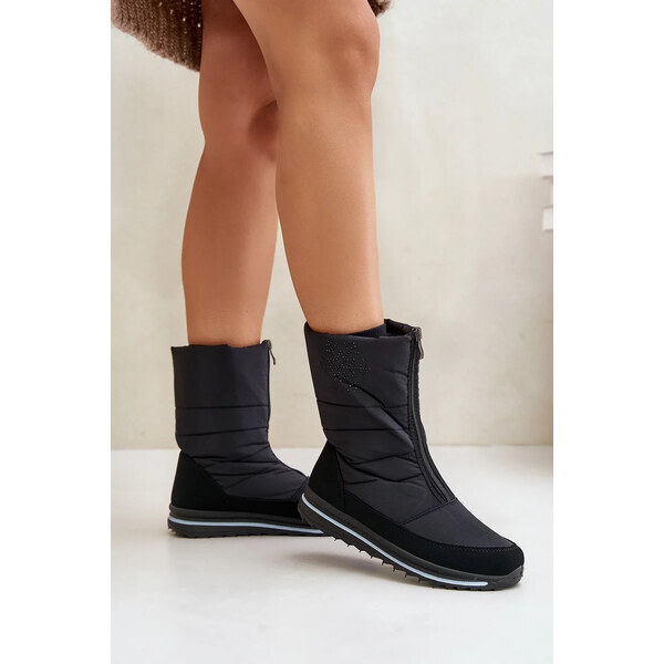 Kesi Dámske snežnice so zipsom Progress PROGJ-22-130 Black 62317210