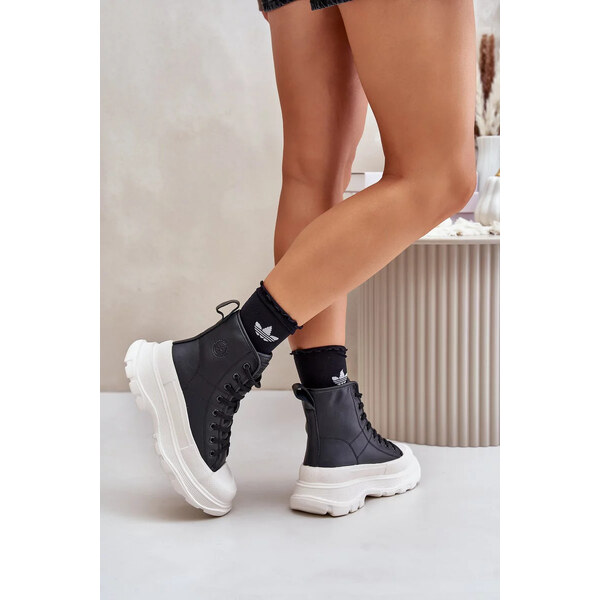 Big Star Shoes Kožené zateplené tenisky na pevnej platforme Big Star 64829561