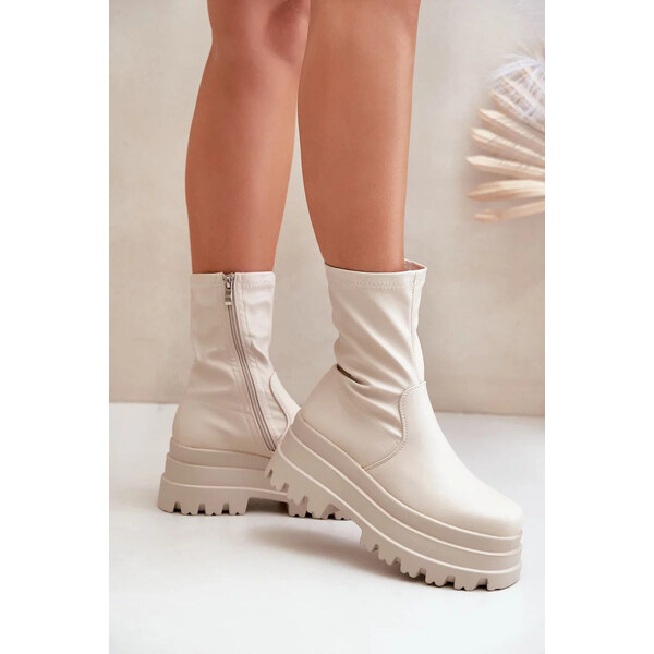 Kesi Členkové topánky na masívnej platforme svetlo béžové Florinara 64728439