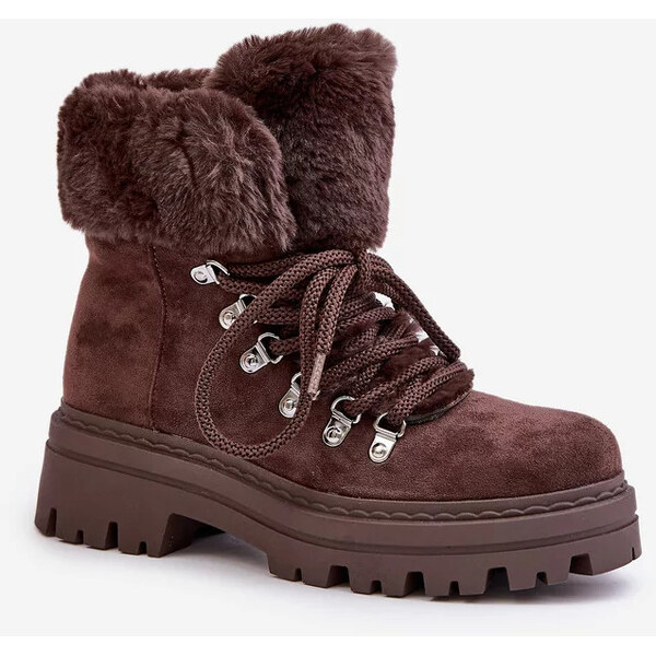 Kesi Dámske šnurovacie trapézy s kožušinou Dark Brown Vaminia 65445085