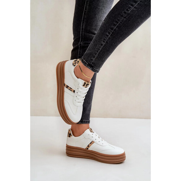 Kesi Dámske tenisky na platforme s leopardím vzorom biele Dravinnia 64541245