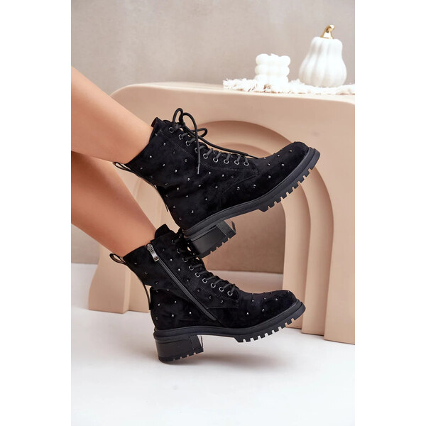 Kesi Dámske zdobené členkové topánky D&A MR880-017 Black 64728476