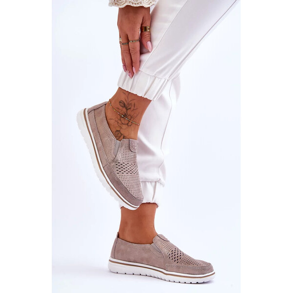 Kesi Semišové slip-on topánky Beige-gold Inez 65445407