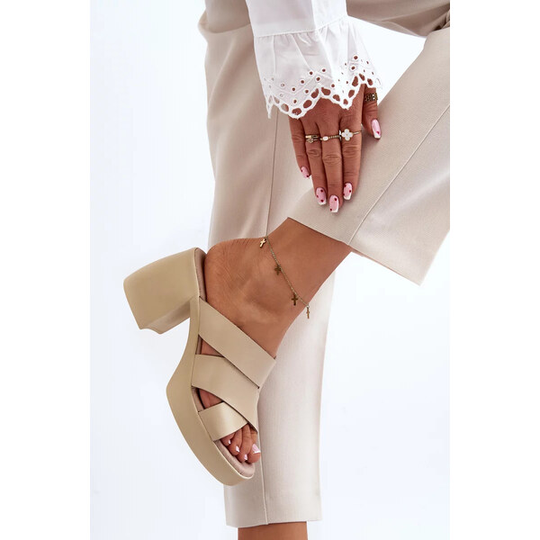 Kesi Kožené papuče Zazoo na béžovom bloku 65445811