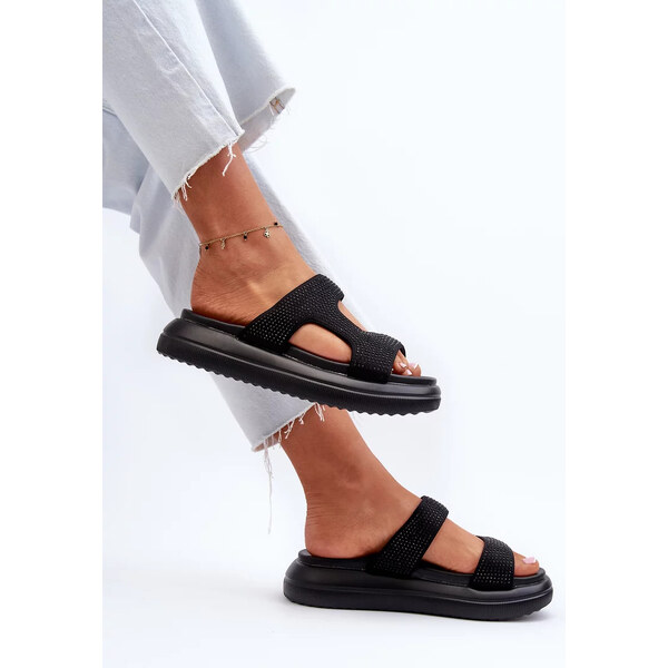 Kesi Čierne dámske zdobené papuče Jestella na platforme 57164121