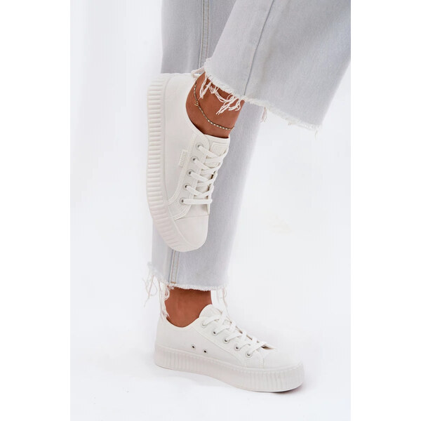 Big Star Shoes Dámske plátenné tenisky na platforme Big Star - biele 64541501