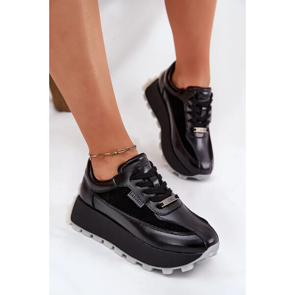 Big Star Shoes Dámske kožené tenisky na platforme Big Star HI-POLY 64541494