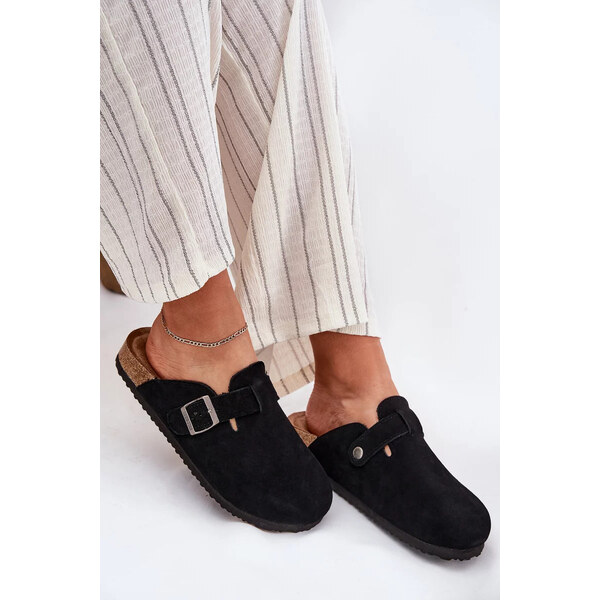 Big Star Shoes Dámske semišové papuče s prackou Big Star - čierne 64728988