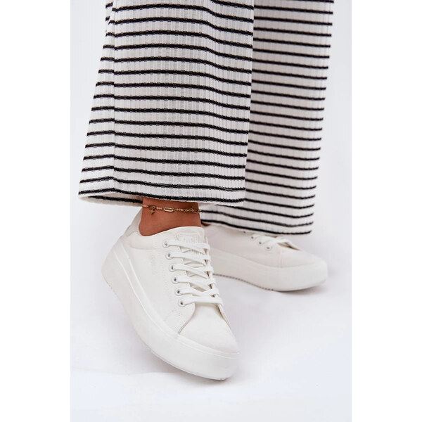 Big Star Shoes Dámske plátenné tenisky na platforme Big Star - biele 64541511