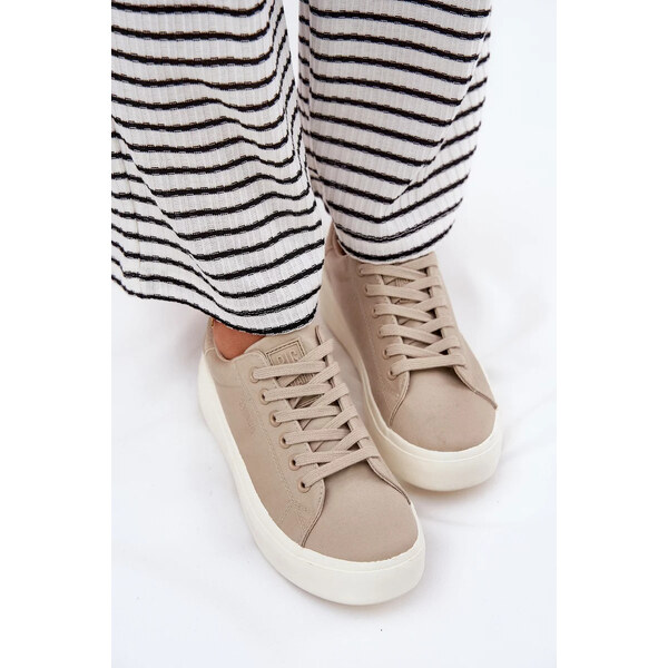 Big Star Shoes Dámske textilné tenisky na platforme Big Star - béžové 64541515