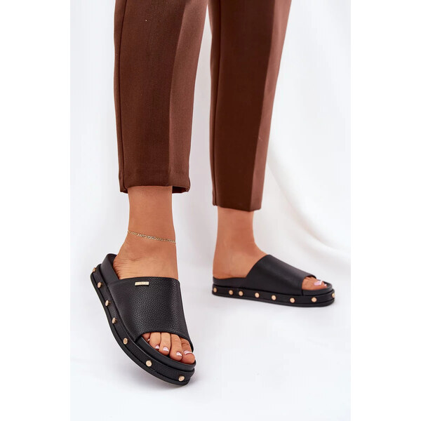 Big Star Shoes Dámske papuče na platforme s cvočkami Big Star - čierne 64729088