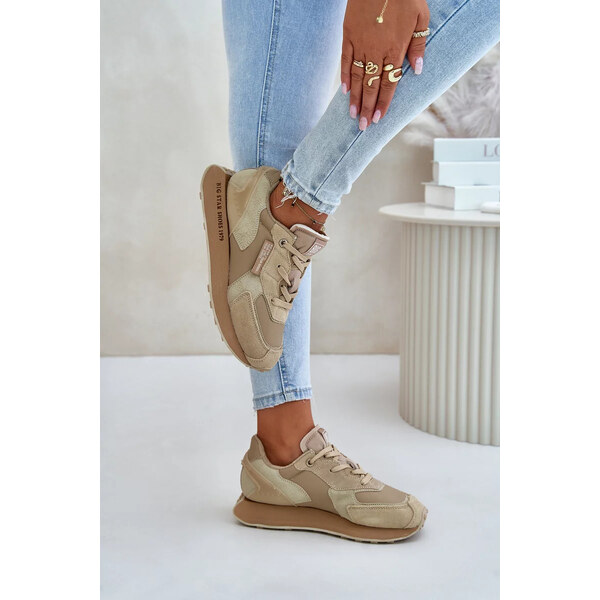 Big Star Shoes Dámske kožené tenisky Big Star Hi-Poly System Beige 65785834